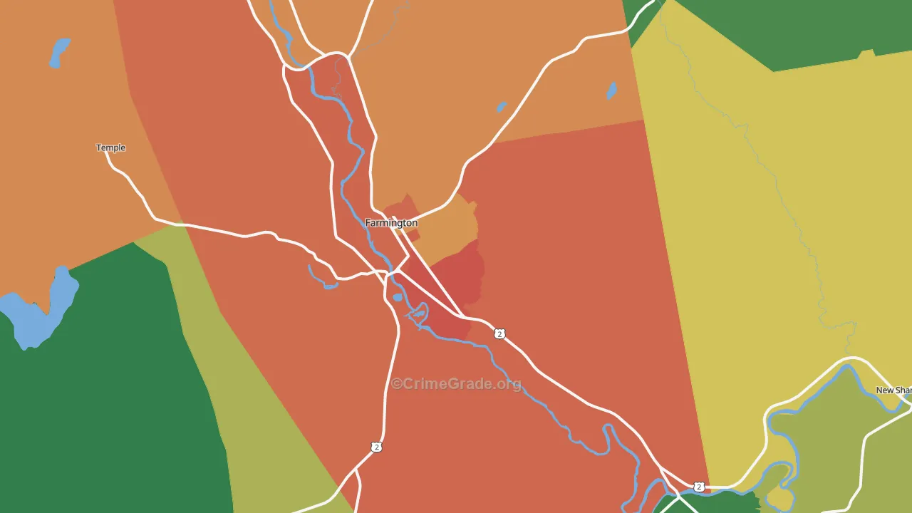 Farmington, ME Map of Drug-Related Crime Rates