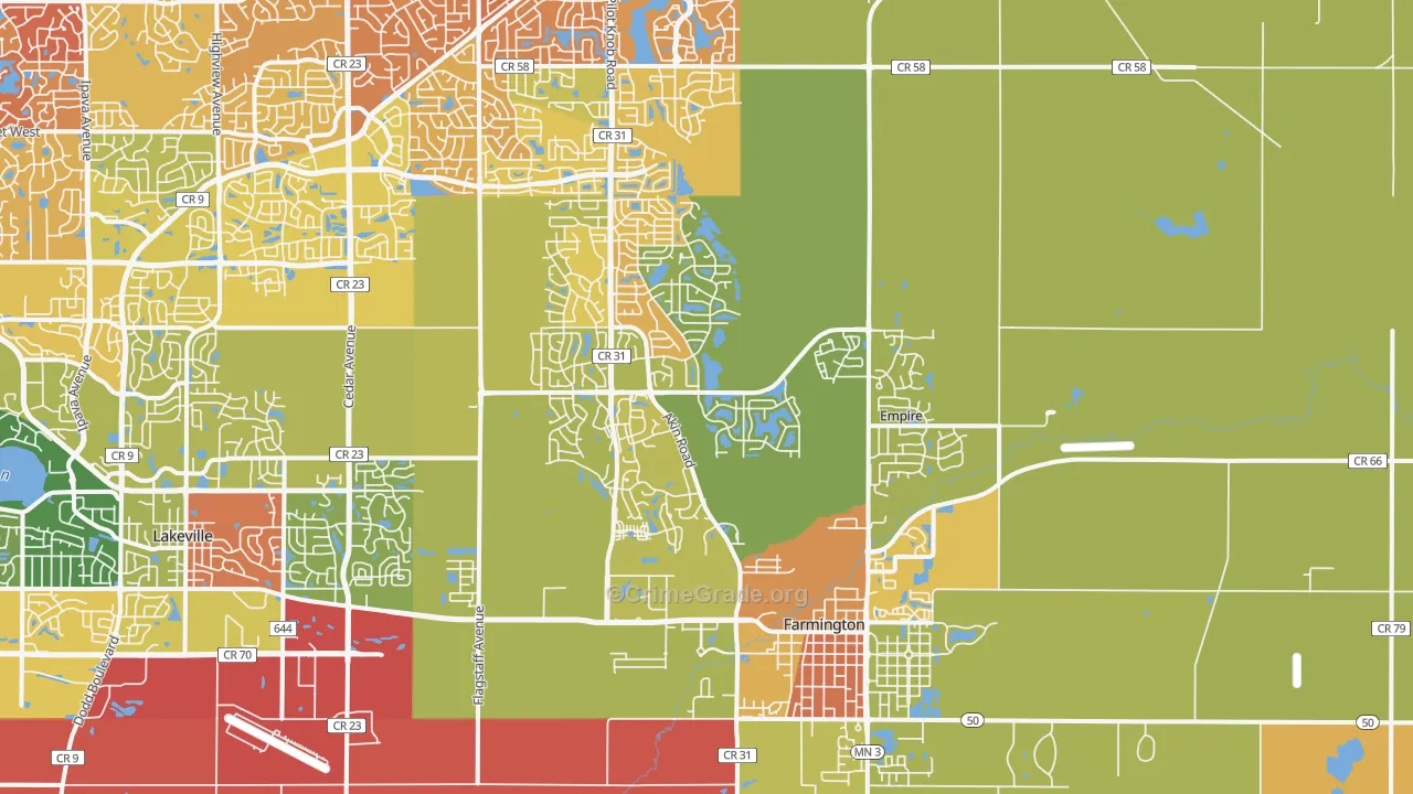 Farmington, MN Map of Drug-Related Crime Rates