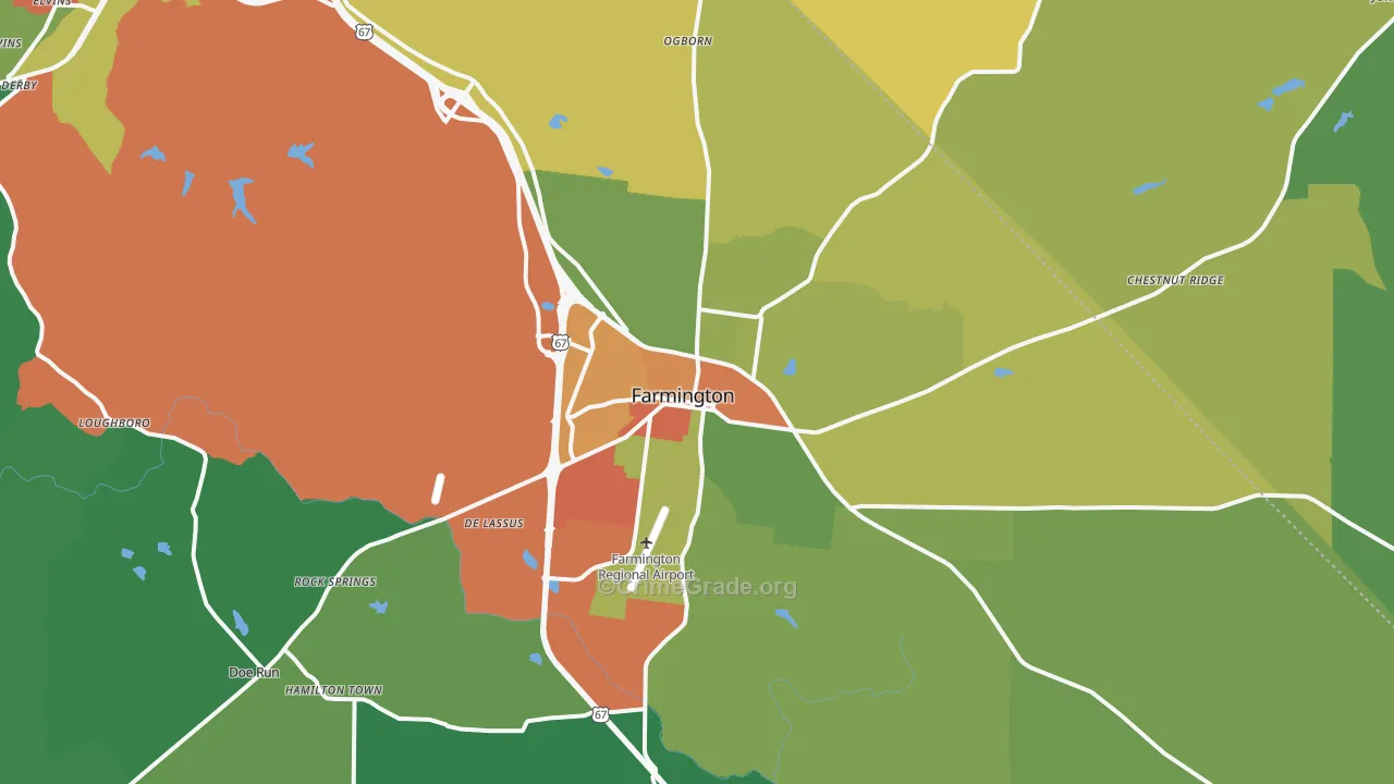 Farmington, MO Map of Drug-Related Crime Rates