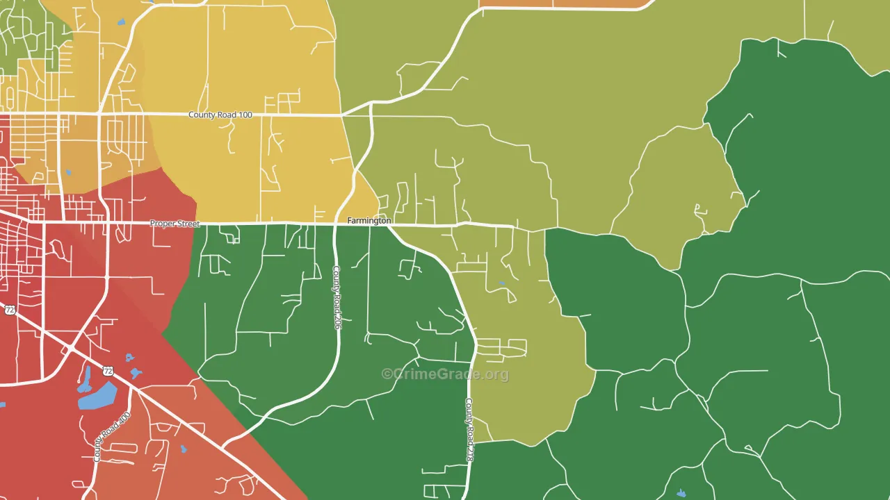 Farmington, MS Map of Drug-Related Crime Rates