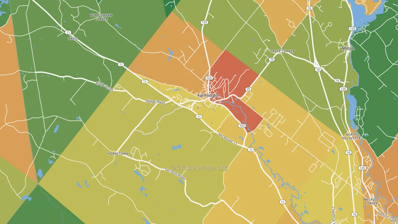 Farmington, NH Map of Drug-Related Crime Rates
