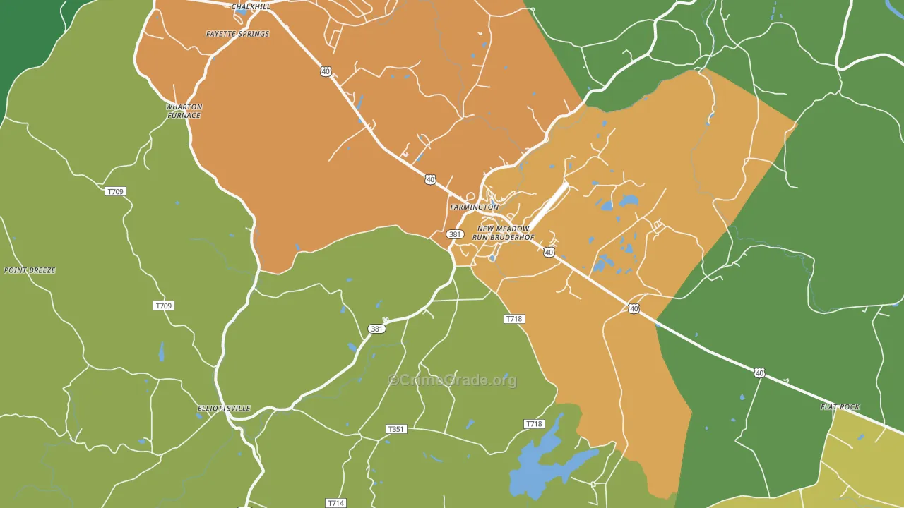 Farmington, PA Map of Drug-Related Crime Rates