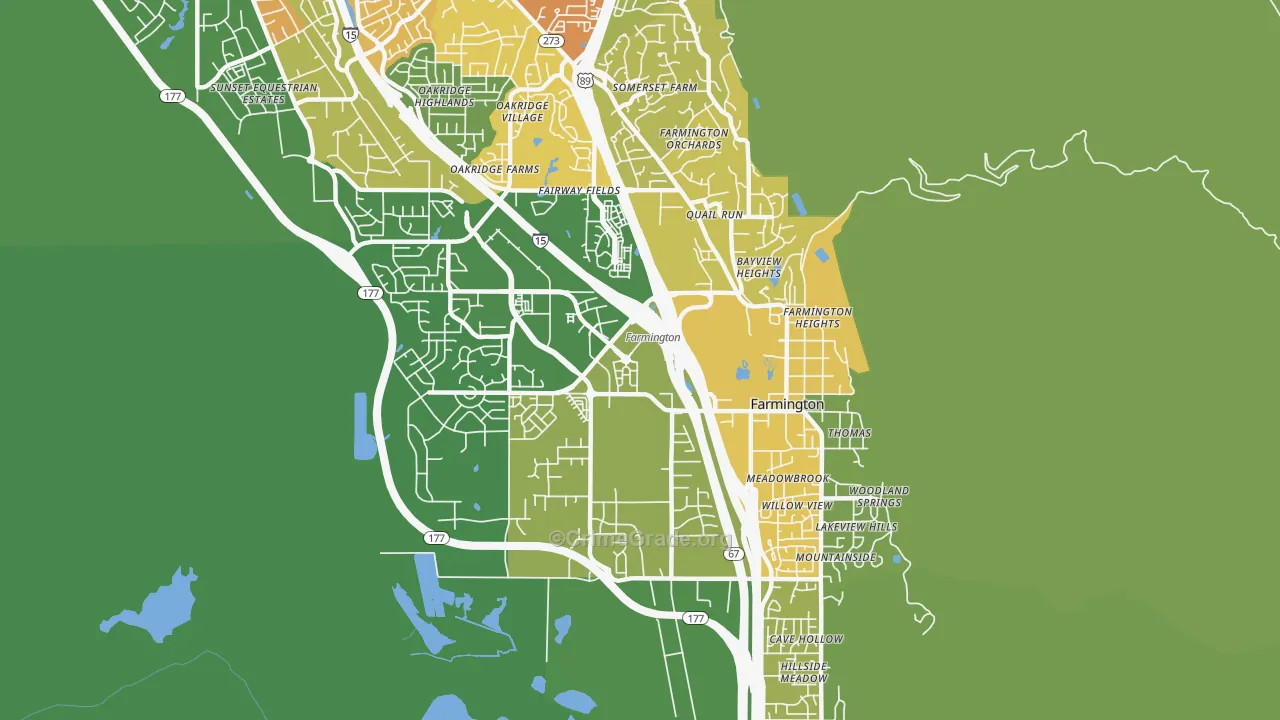 Farmington, UT Map of Drug-Related Crime Rates