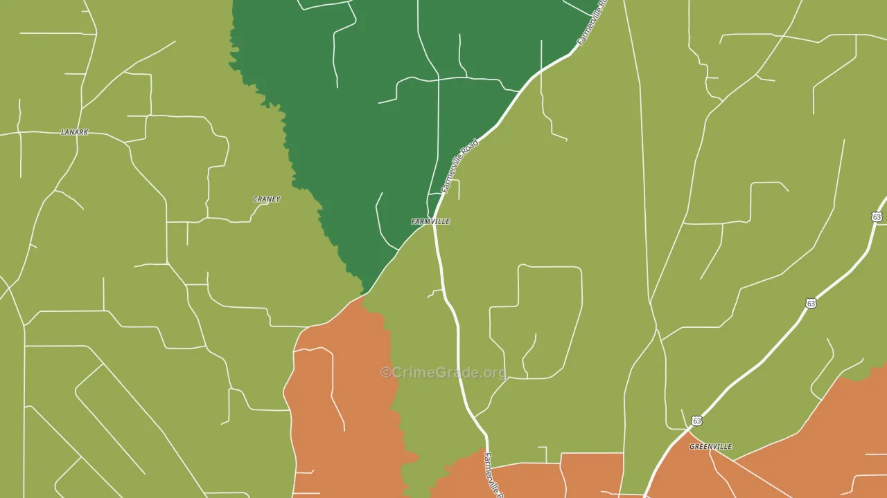 Farmville, AR Map of Drug-Related Crime Rates