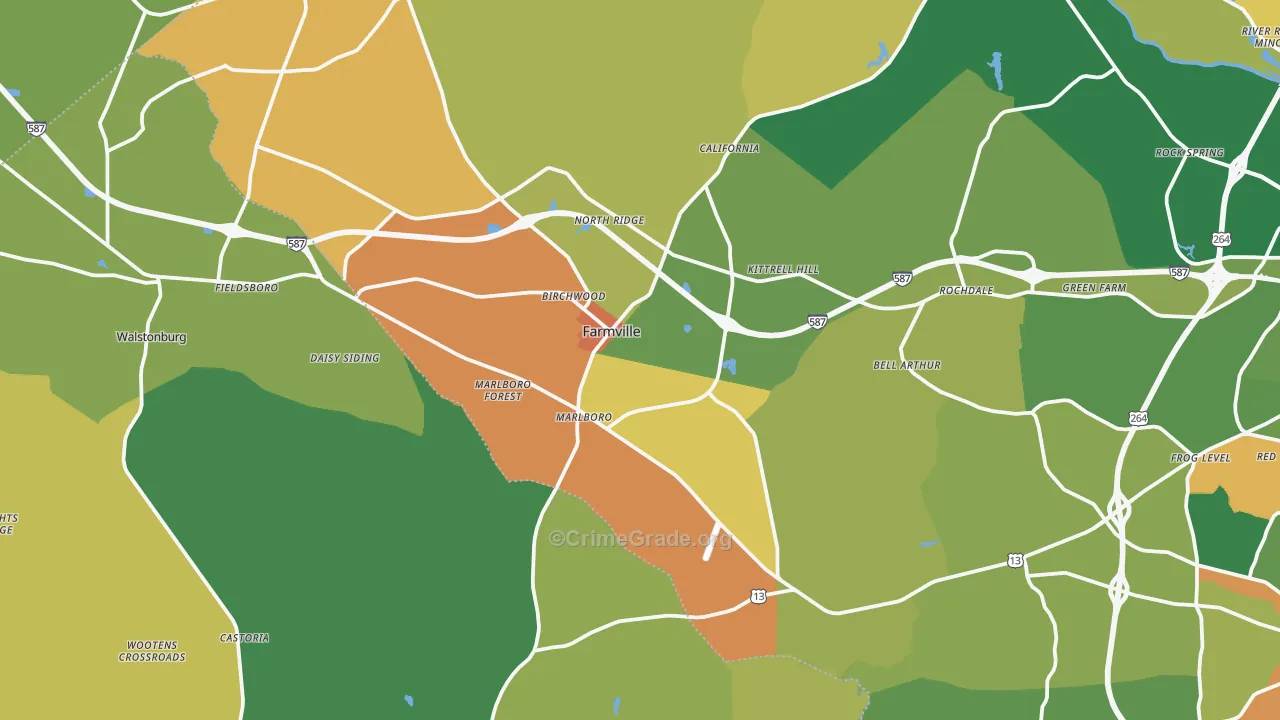 Farmville, NC Map of Drug-Related Crime Rates