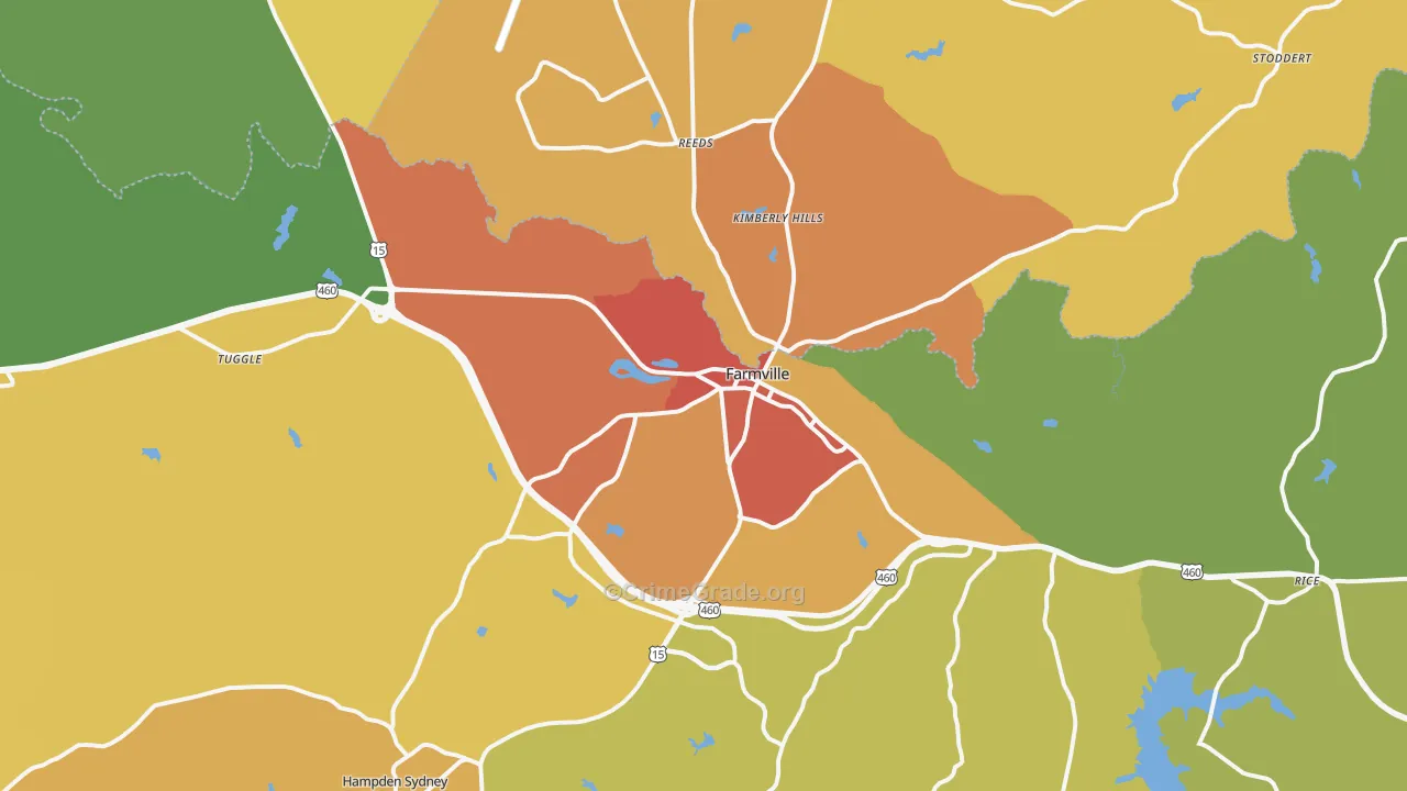 Farmville, VA Map of Drug-Related Crime Rates