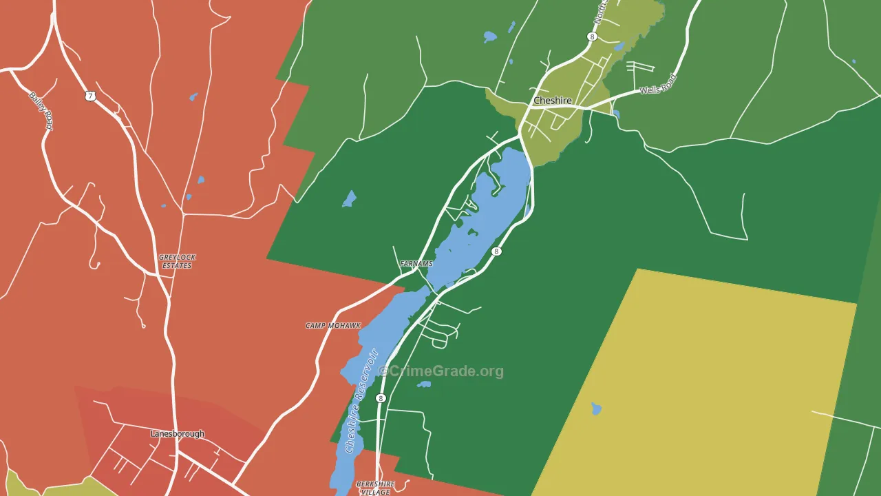 Farnams, MA Map of Drug-Related Crime Rates