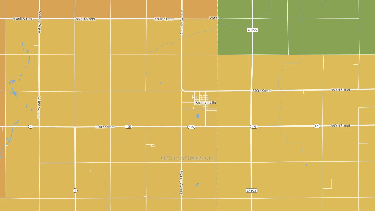 Farnhamville, IA Map of Drug-Related Crime Rates