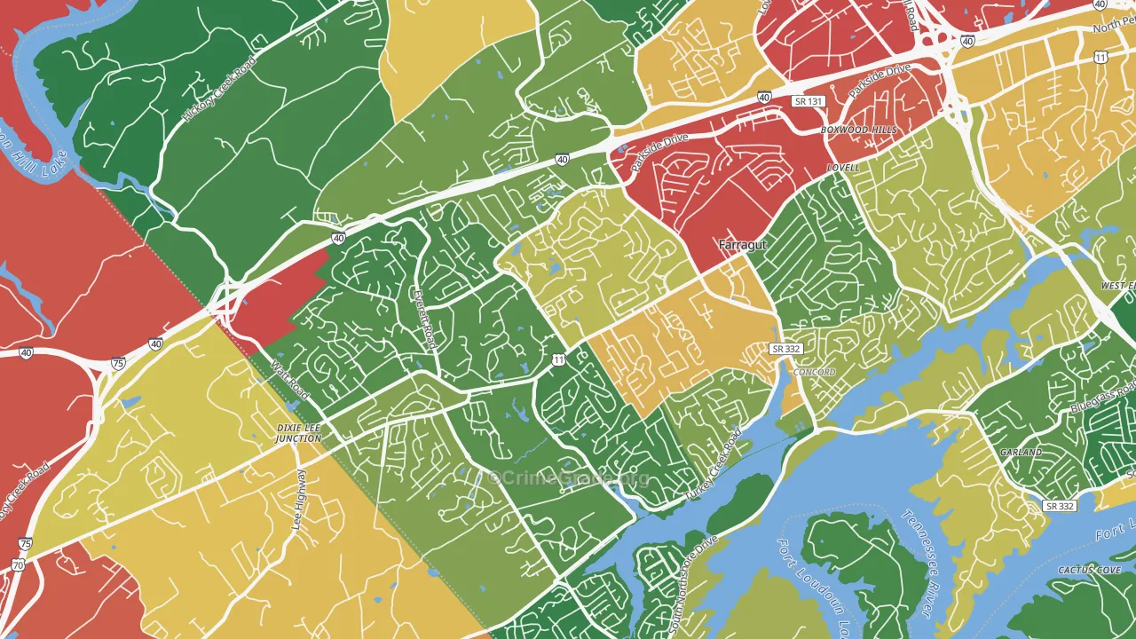 Farragut, TN Map of Drug-Related Crime Rates