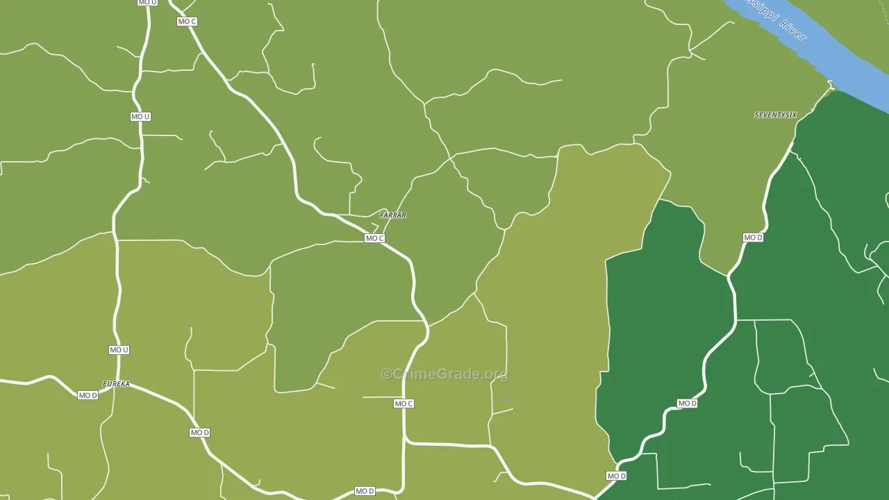 Farrar, MO Map of Drug-Related Crime Rates