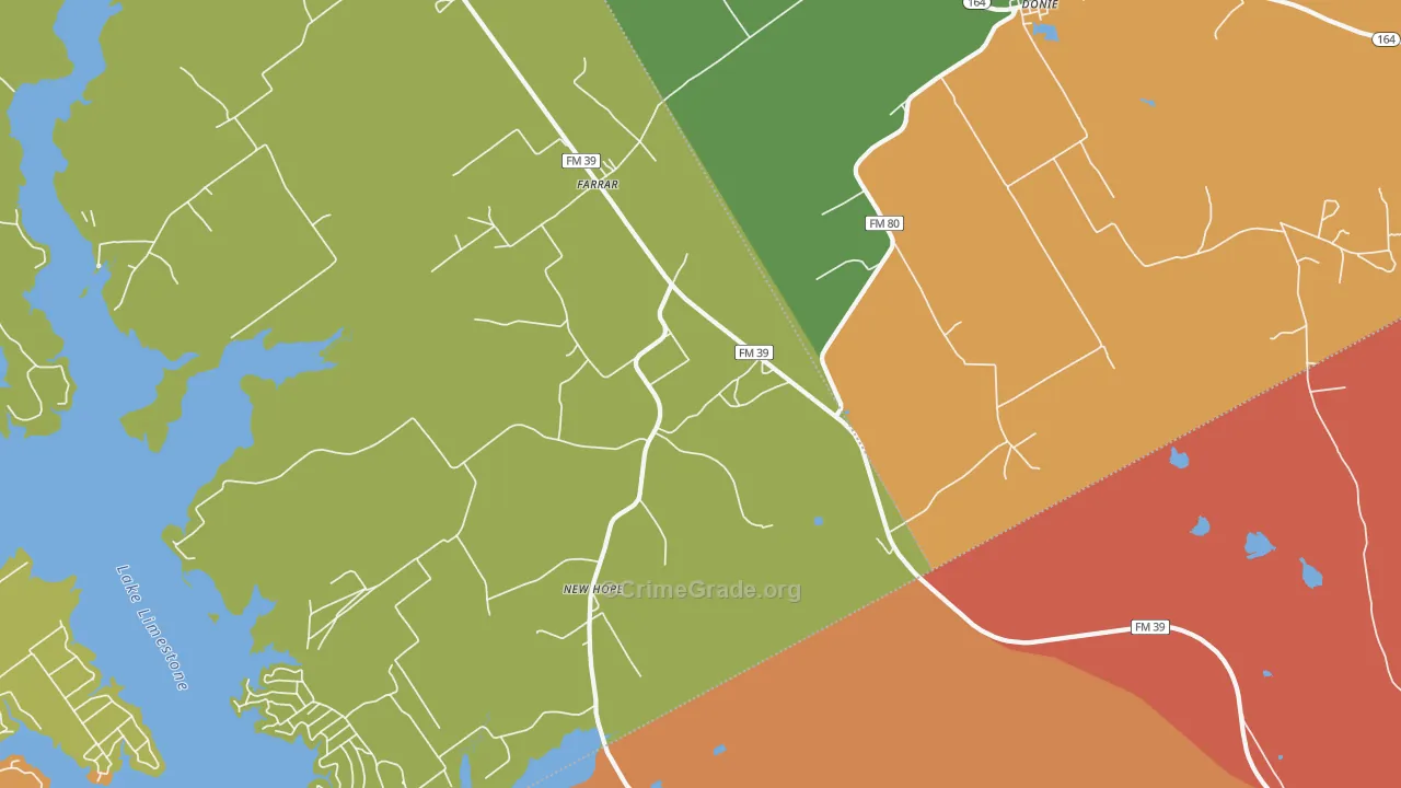 Farrar, TX Map of Drug-Related Crime Rates