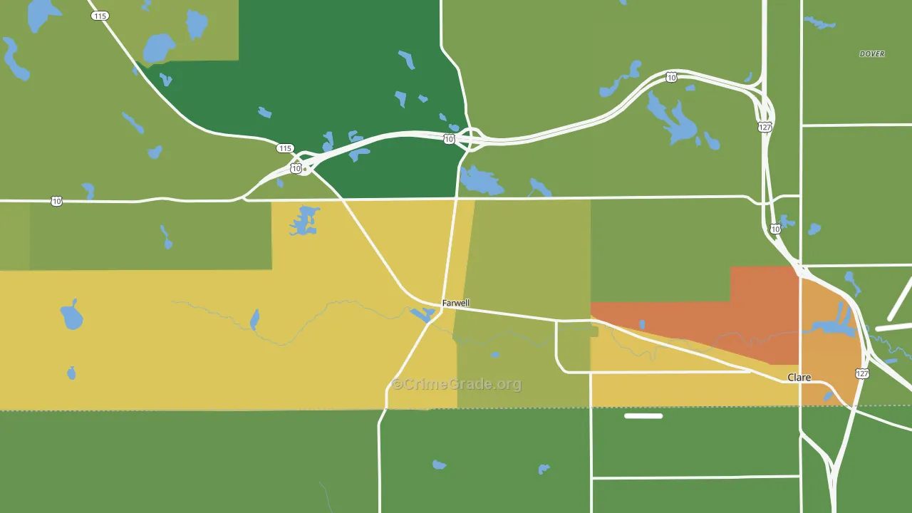 Farwell, MI Map of Drug-Related Crime Rates