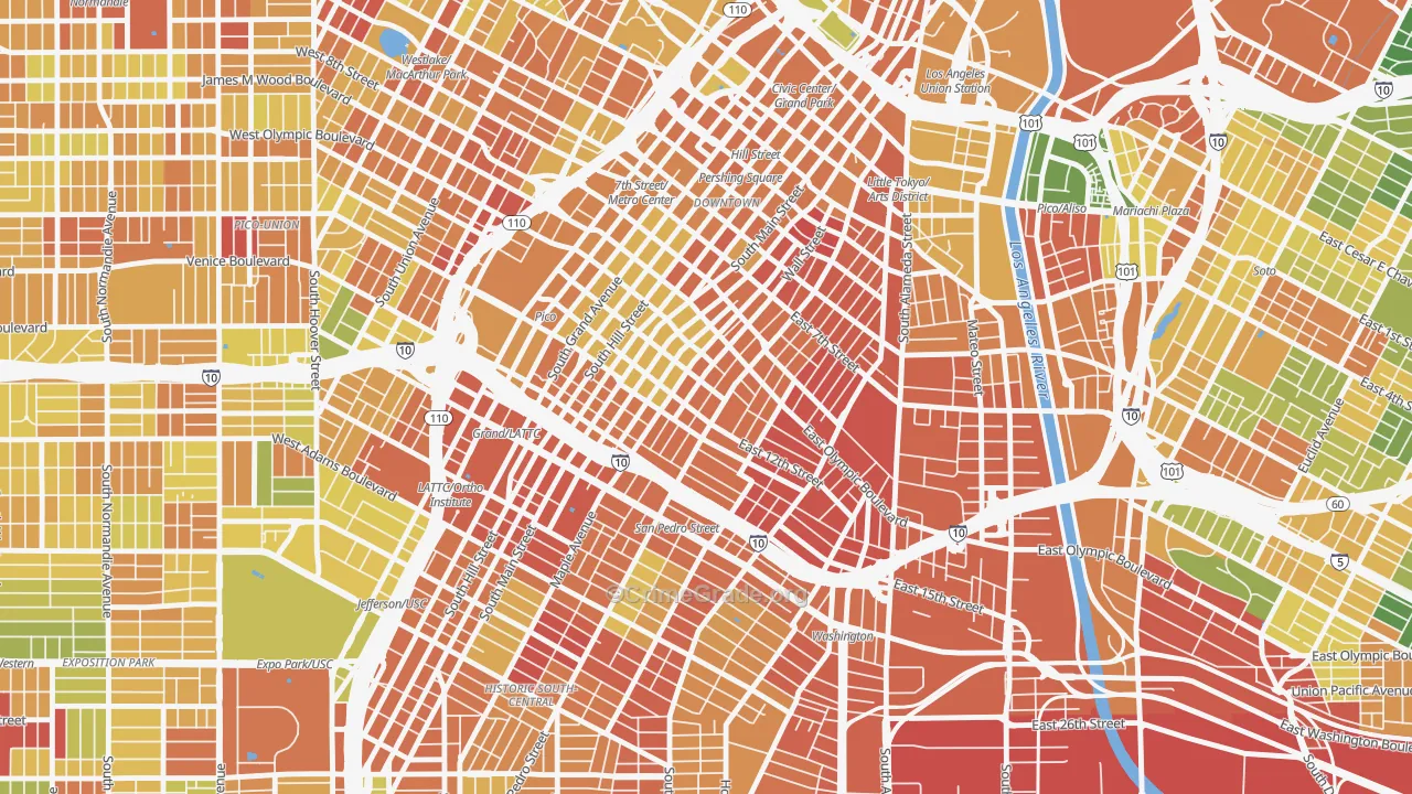 Fashion District, Los Angeles, CA Map of Drug-Related Crime Rates