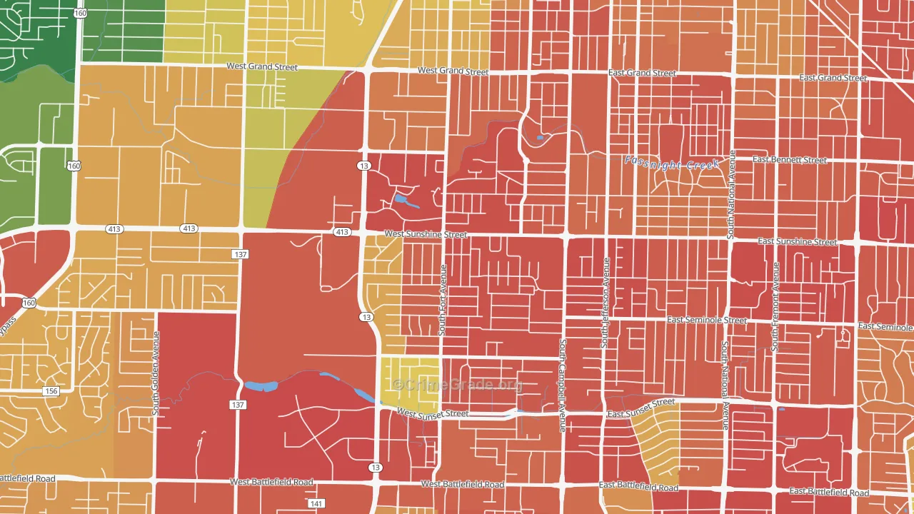 Fassnight, Springfield, MO Map of Drug-Related Crime Rates