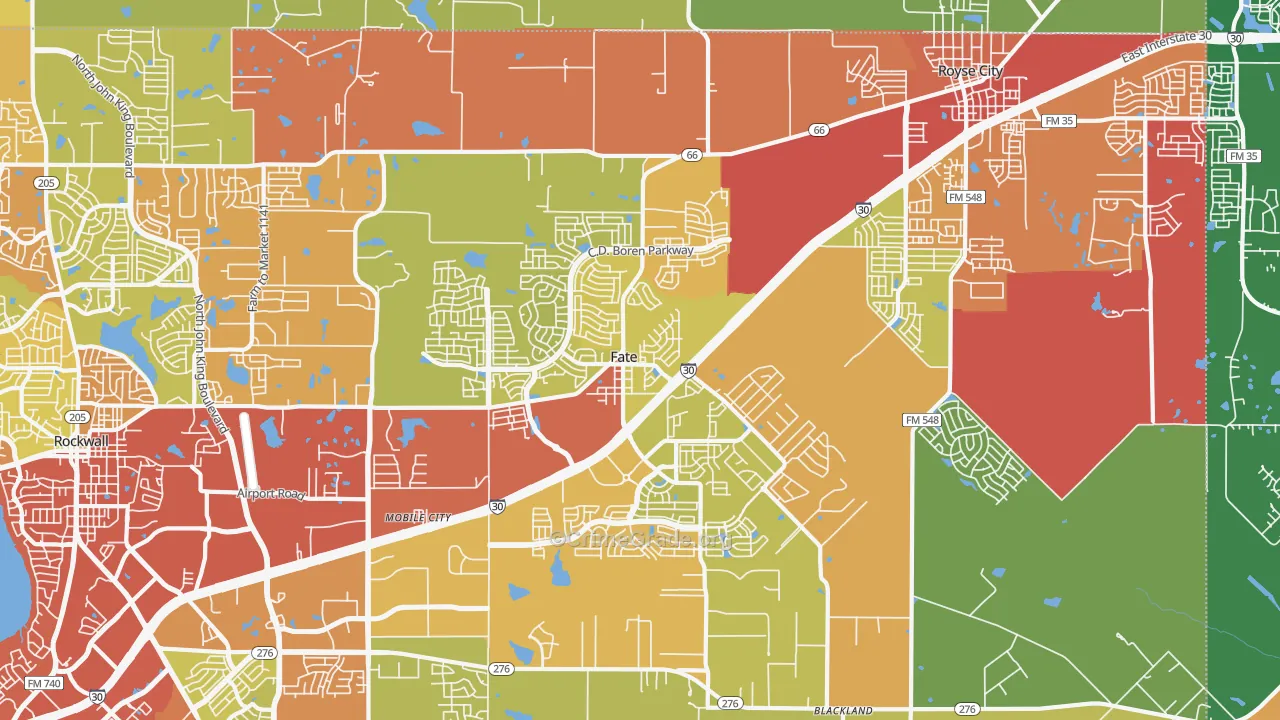 Fate, TX Map of Drug-Related Crime Rates