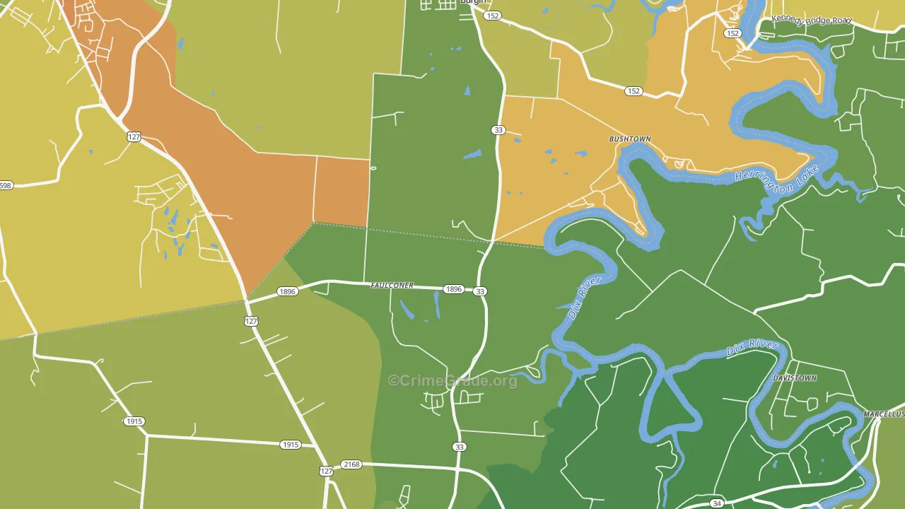 Faulconer, KY Map of Drug-Related Crime Rates