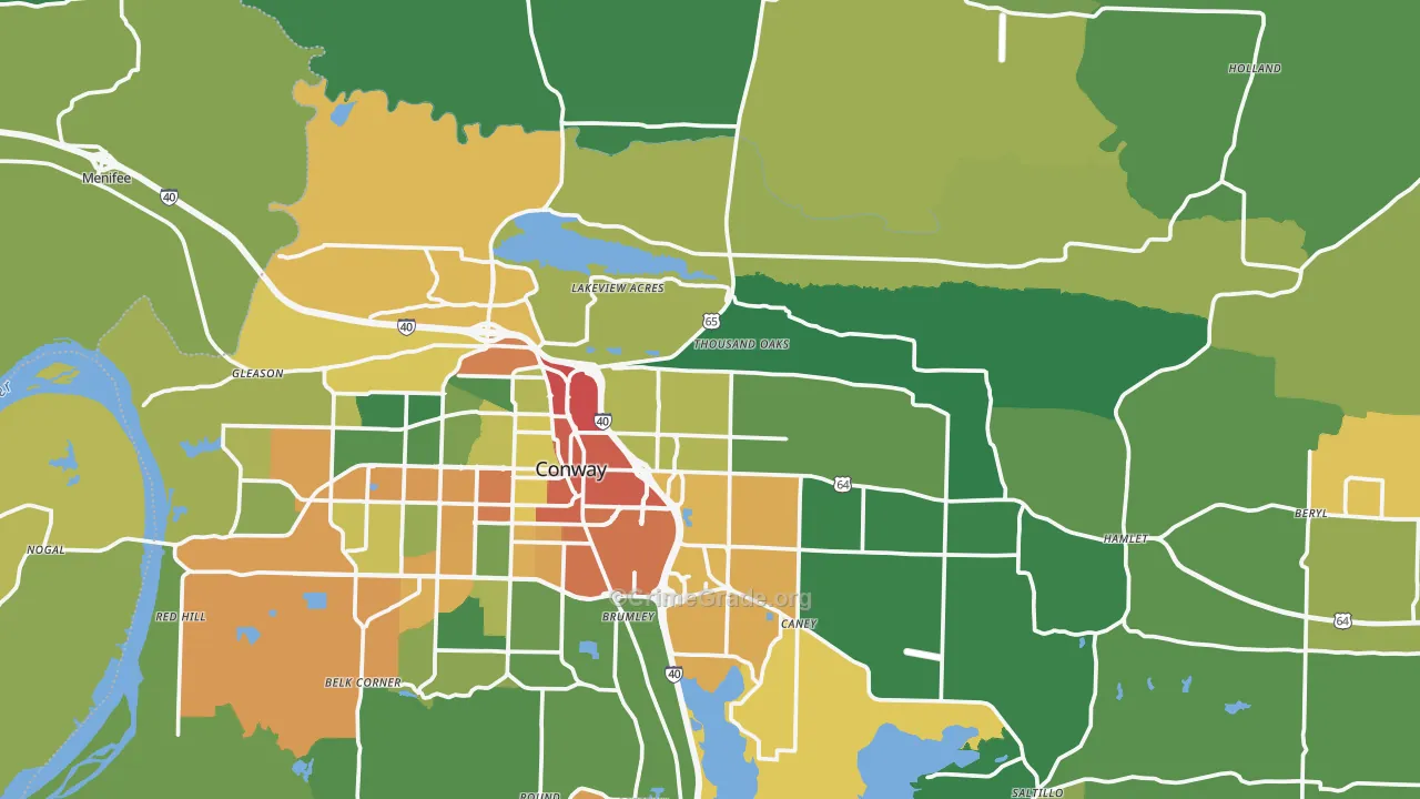 Faulkner County, AR Map of Drug-Related Crime Rates