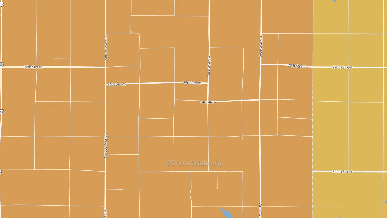 Faulkner, IA Map of Drug-Related Crime Rates