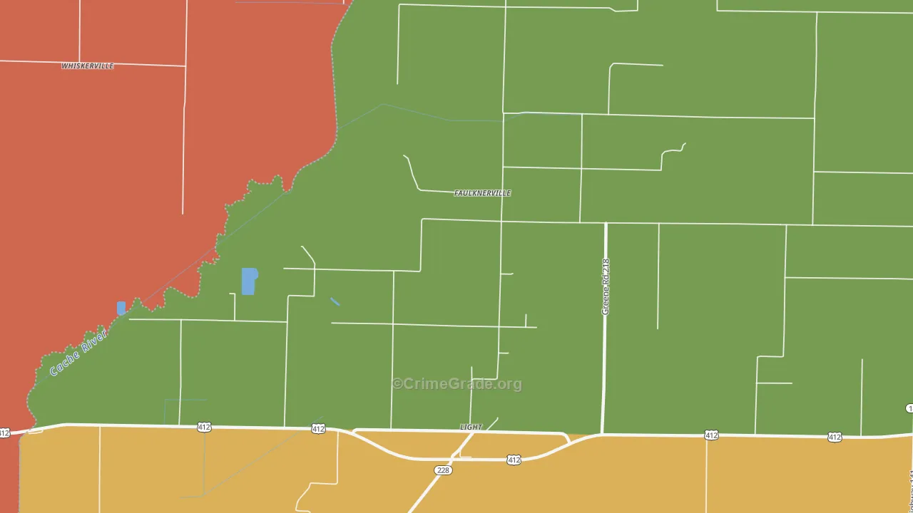 Faulknerville, AR Map of Drug-Related Crime Rates
