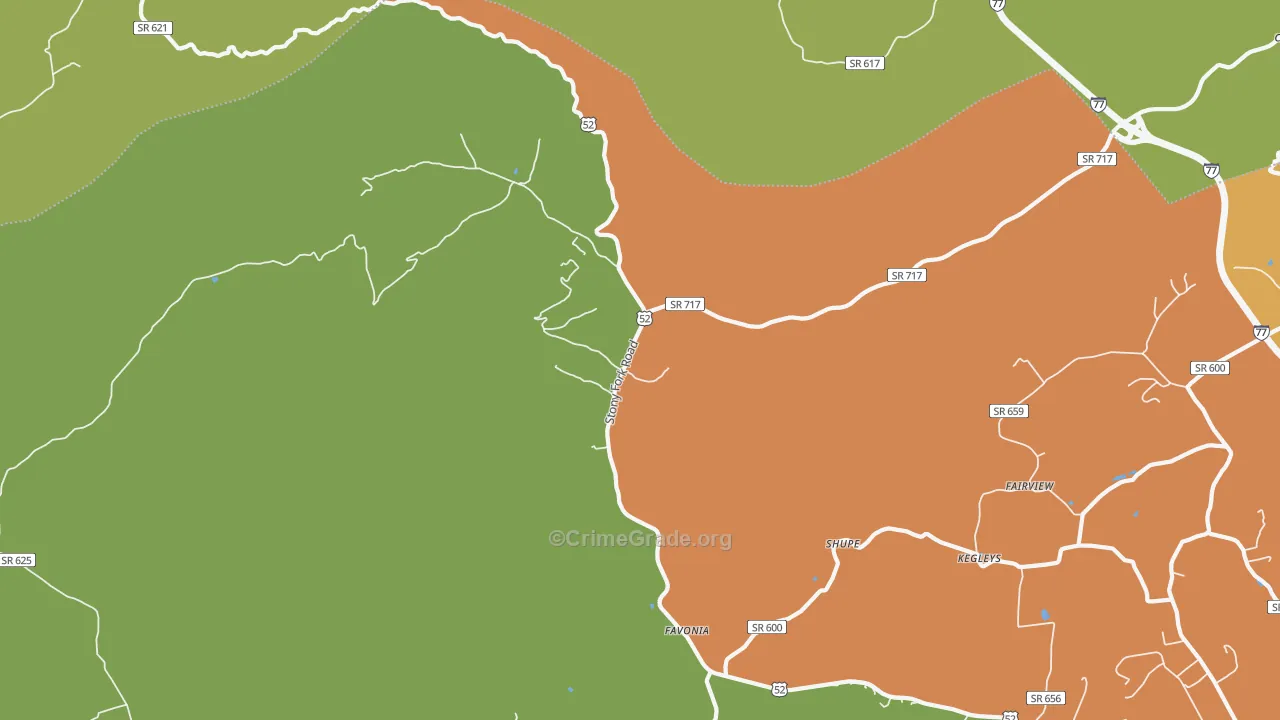 Favonia, VA Map of Drug-Related Crime Rates