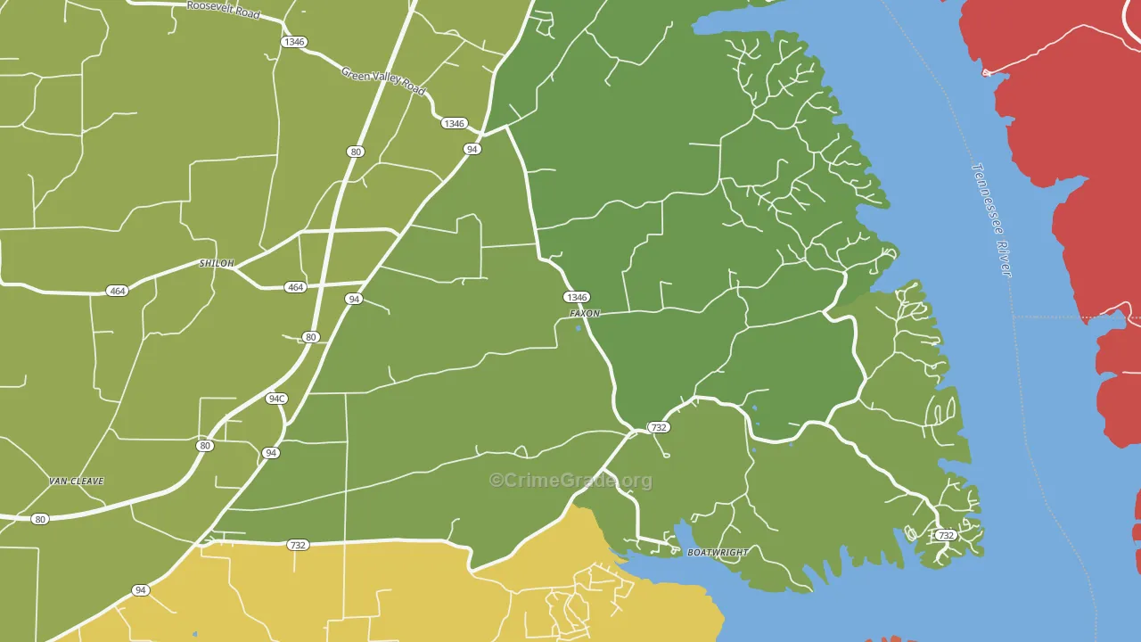 Faxon, KY Map of Drug-Related Crime Rates