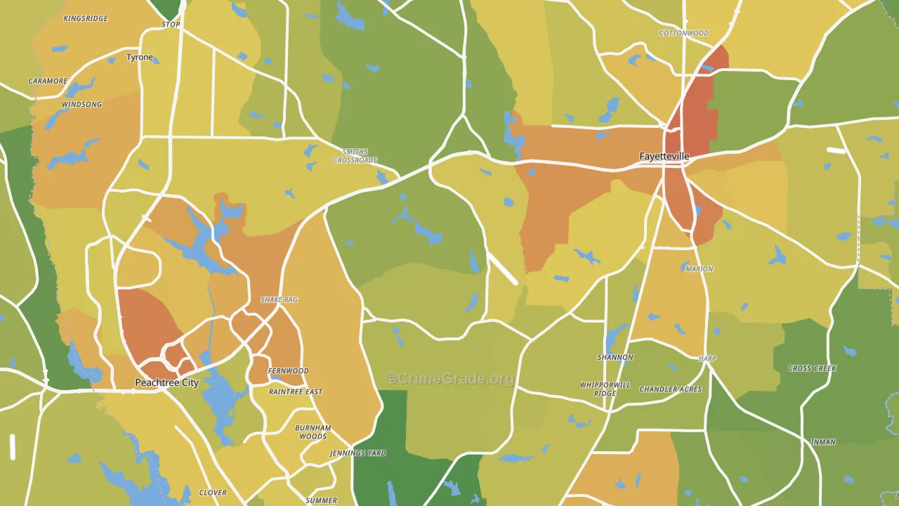 Fayette County, GA Map of Drug-Related Crime Rates