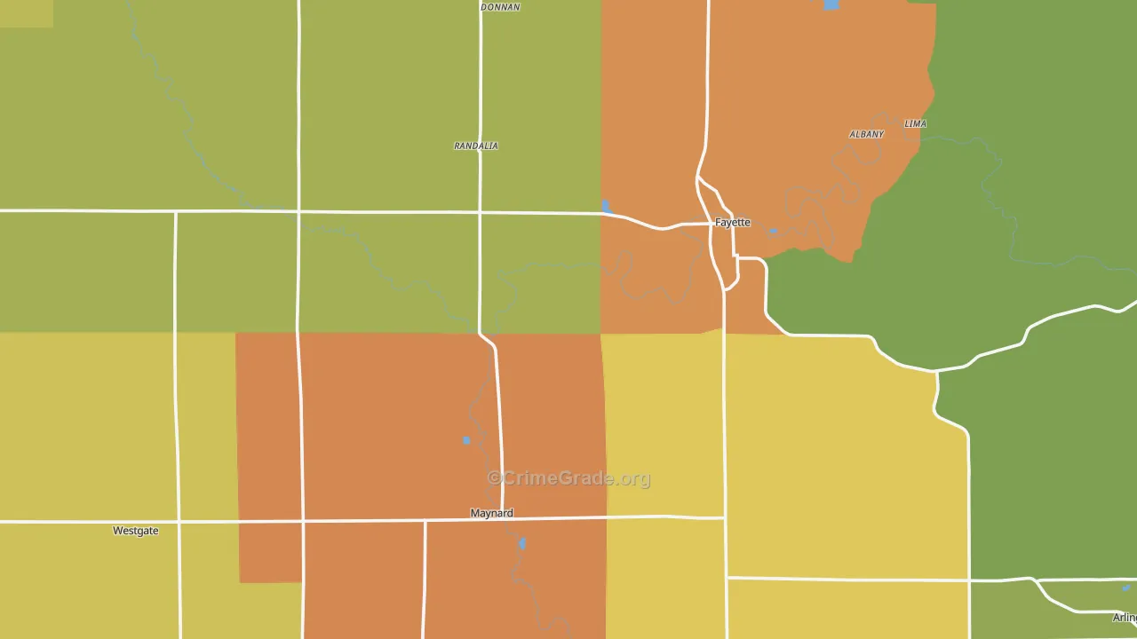 Fayette County, IA Map of Drug-Related Crime Rates