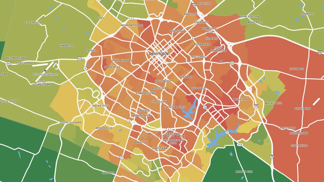 Fayette County, KY Map of Drug-Related Crime Rates