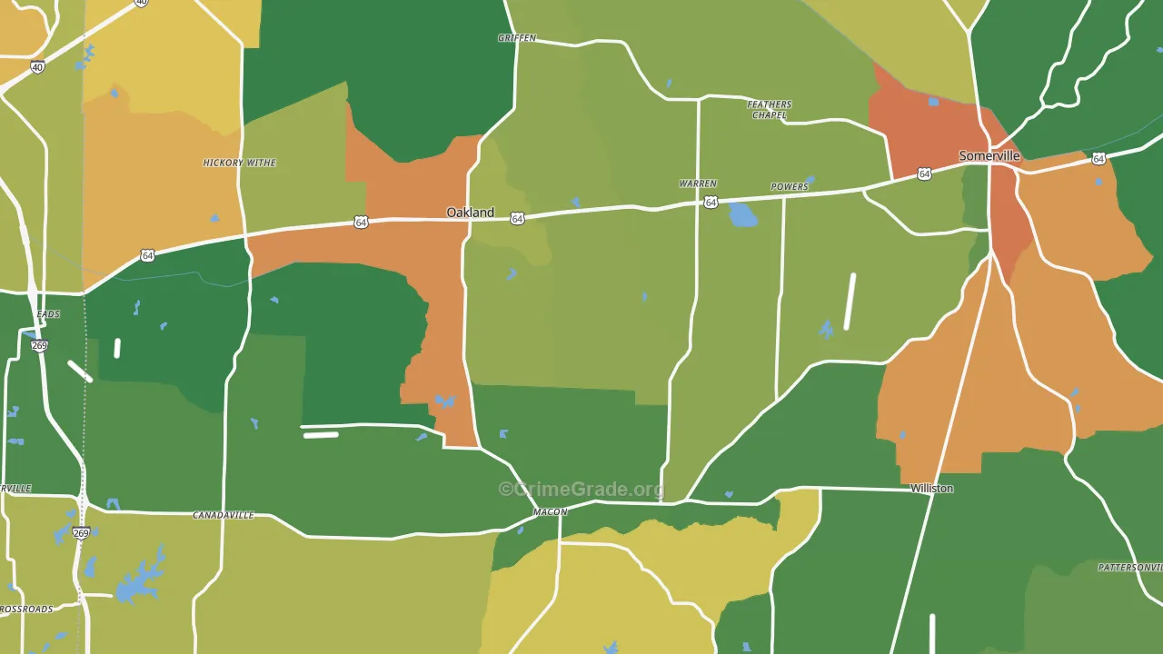 Fayette County, TN Map of Drug-Related Crime Rates