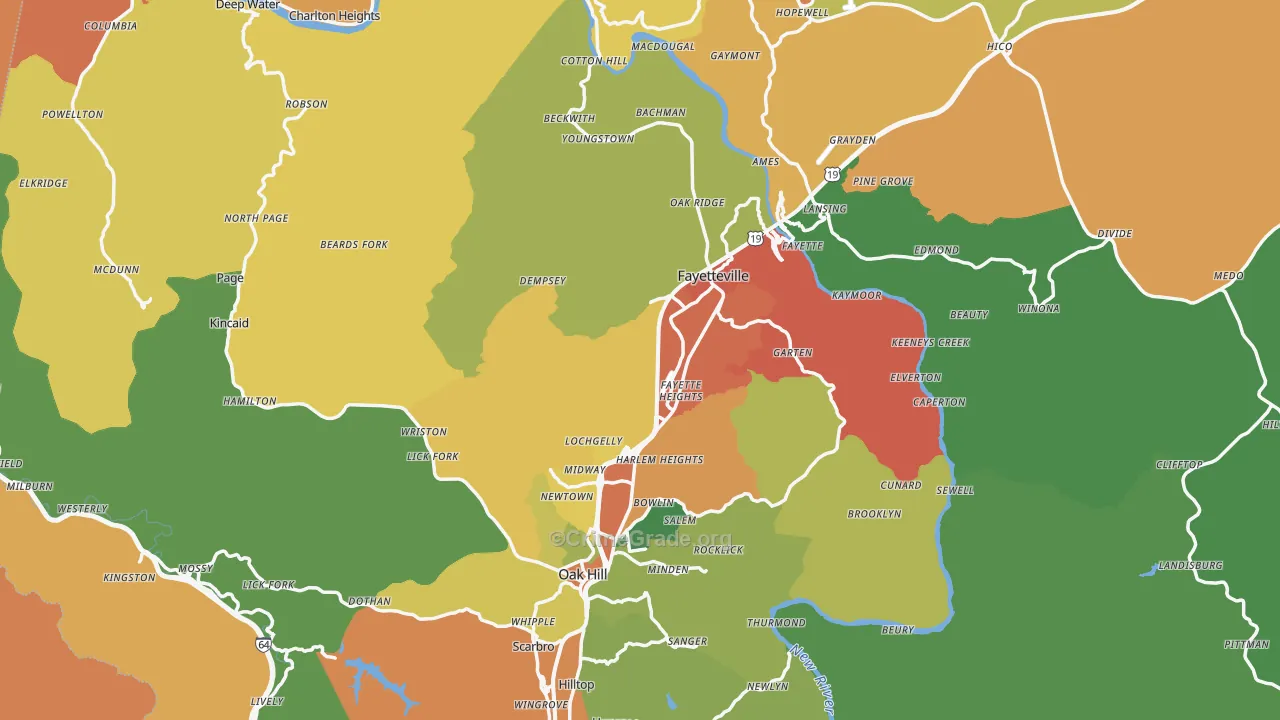 Fayette County, WV Map of Drug-Related Crime Rates
