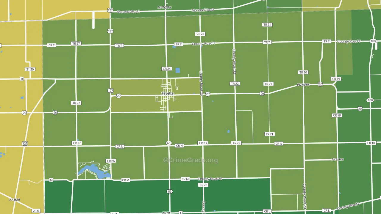 Fayette, OH Map of Drug-Related Crime Rates