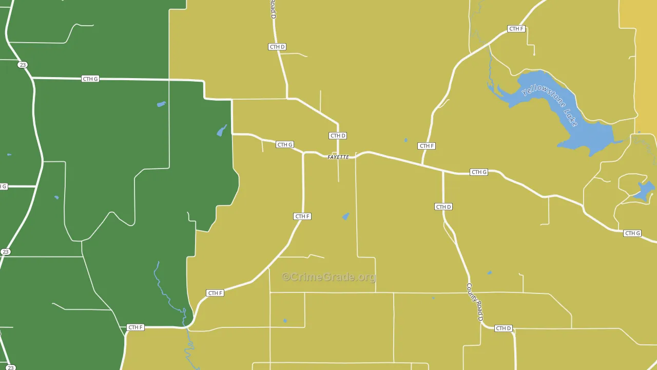 Fayette, WI Map of Drug-Related Crime Rates
