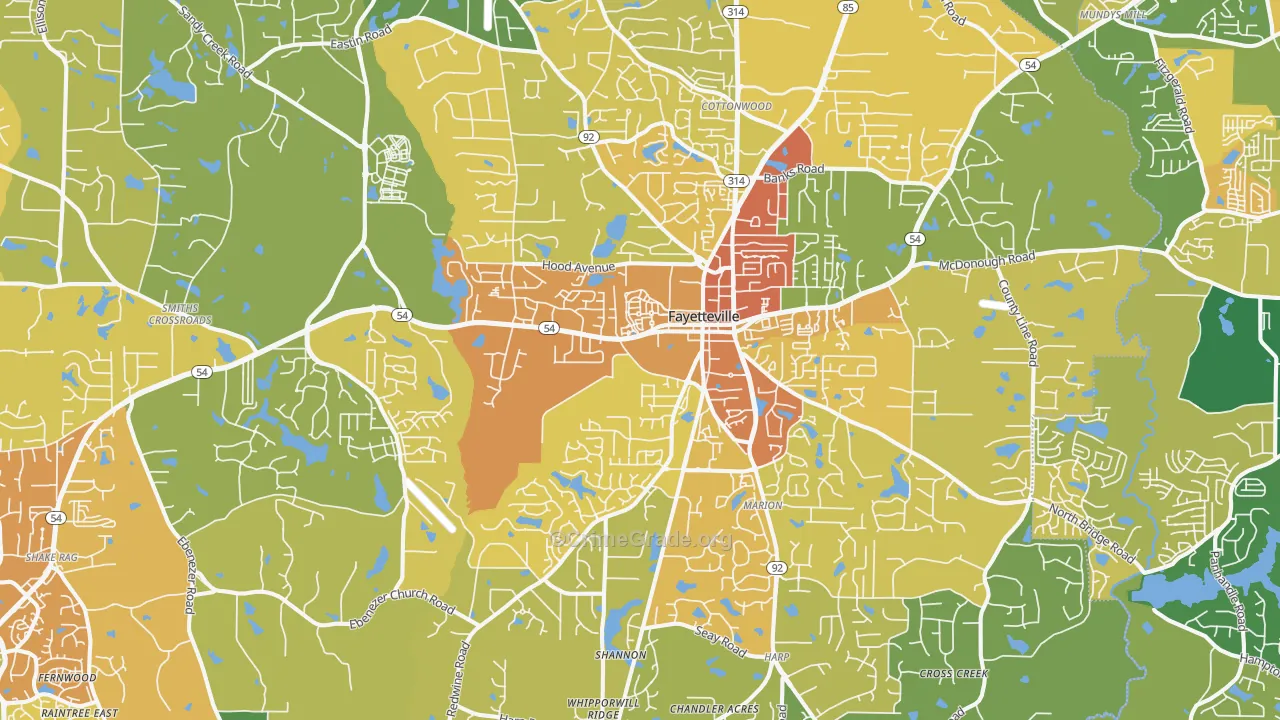 Fayetteville, GA Map of Drug-Related Crime Rates