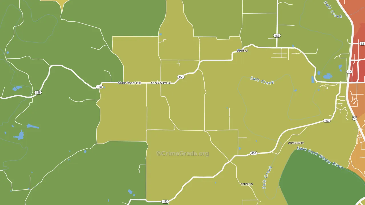 Fayetteville, IN Map of Drug-Related Crime Rates