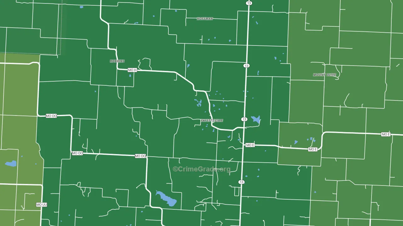 Fayetteville, MO Map of Drug-Related Crime Rates