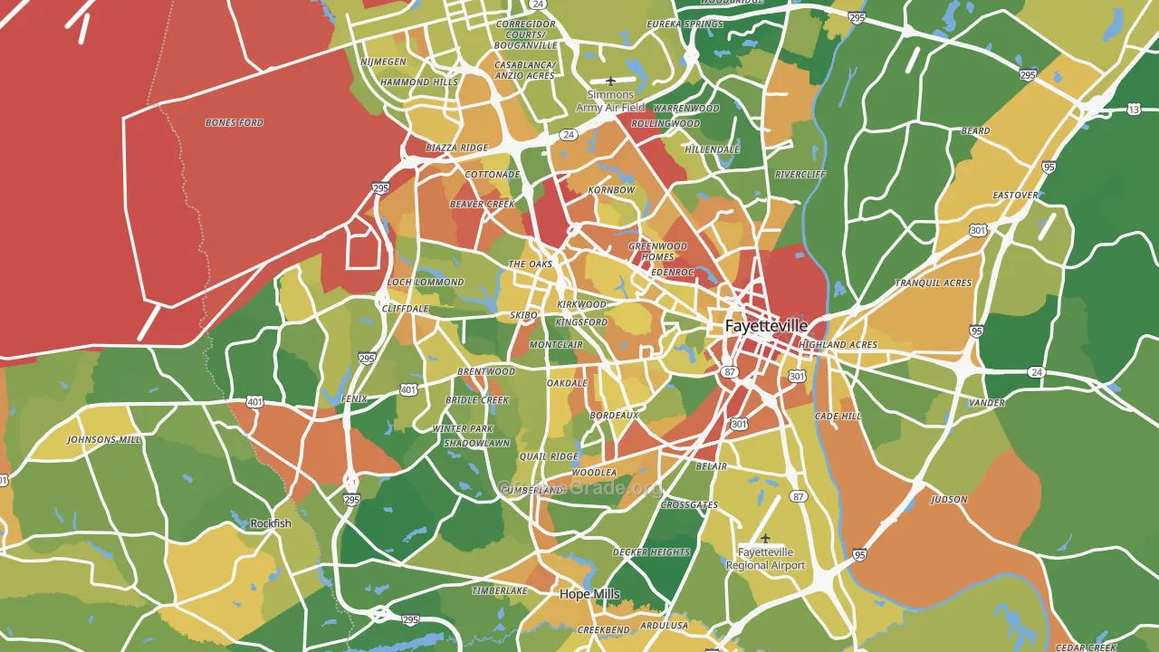 Fayetteville, NC Map of Drug-Related Crime Rates