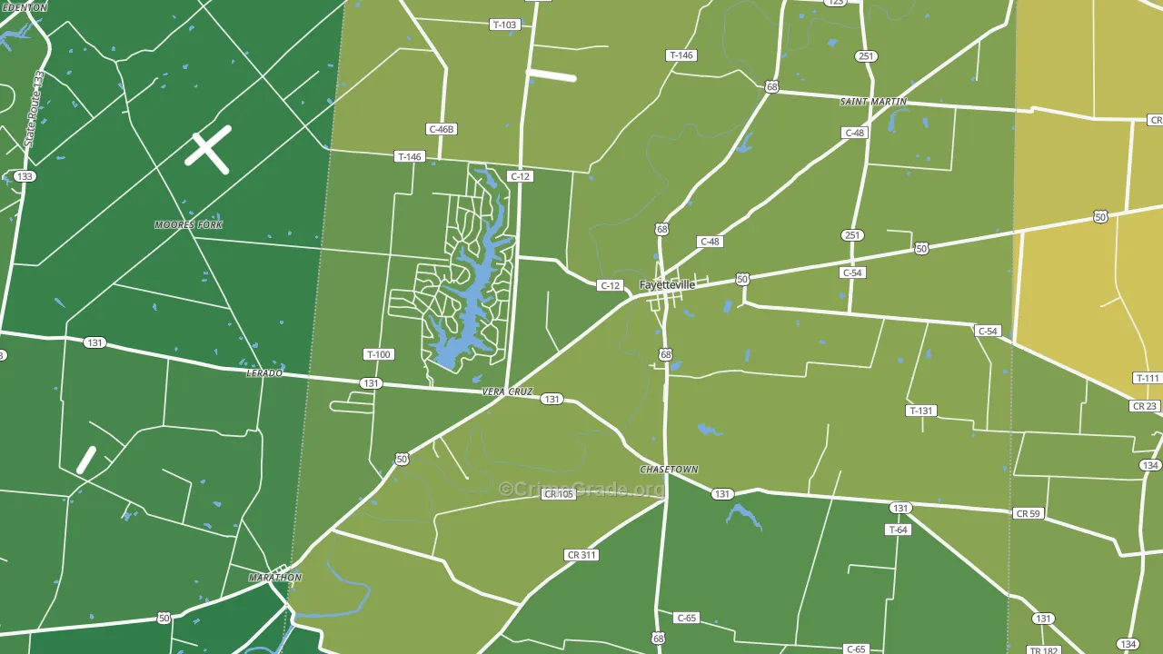 Fayetteville, OH Map of Drug-Related Crime Rates