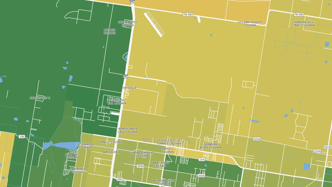 Faysville, TX Map of Drug-Related Crime Rates