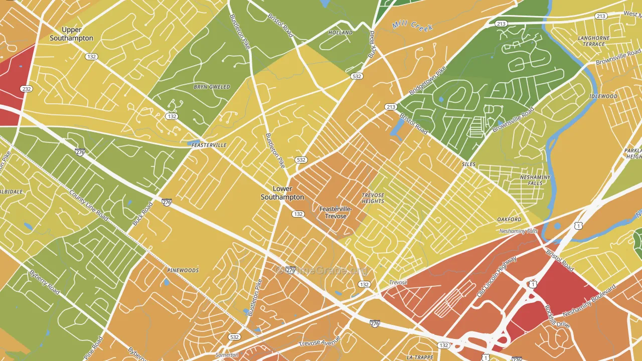 Feasterville, Feasterville-Trevose, PA Map of Drug-Related Crime Rates