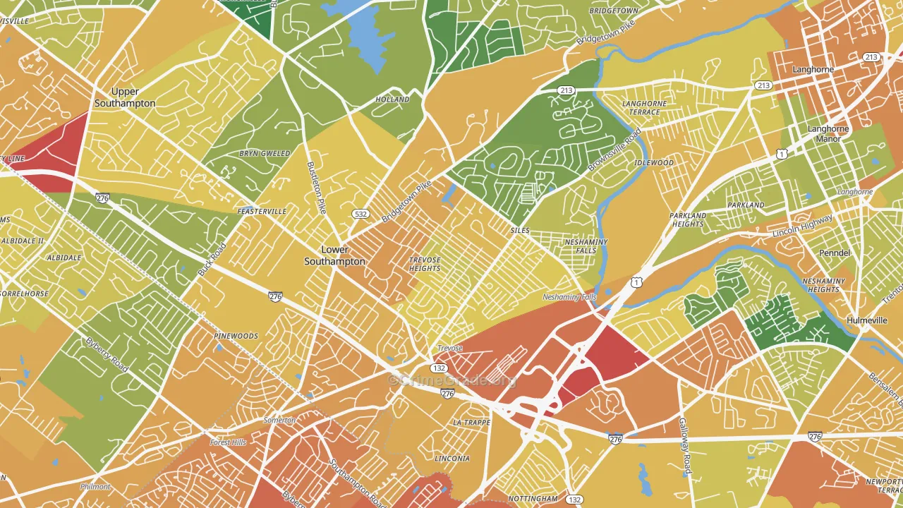 Feasterville-Trevose, PA Map of Drug-Related Crime Rates