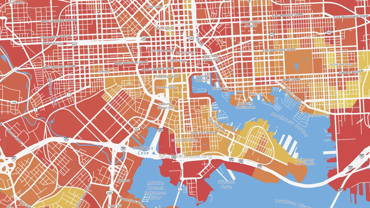 Federal Hill-Montgomery, Baltimore, MD Map of Drug-Related Crime Rates