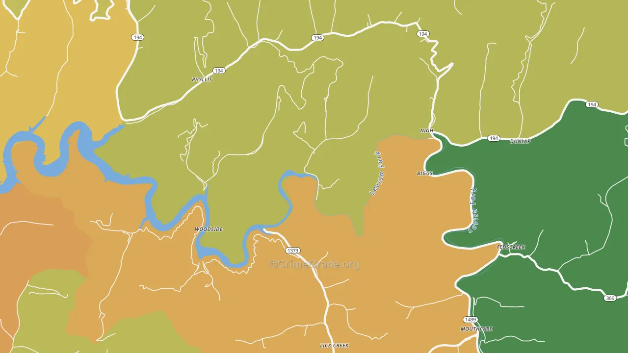Fedscreek, KY Map of Drug-Related Crime Rates