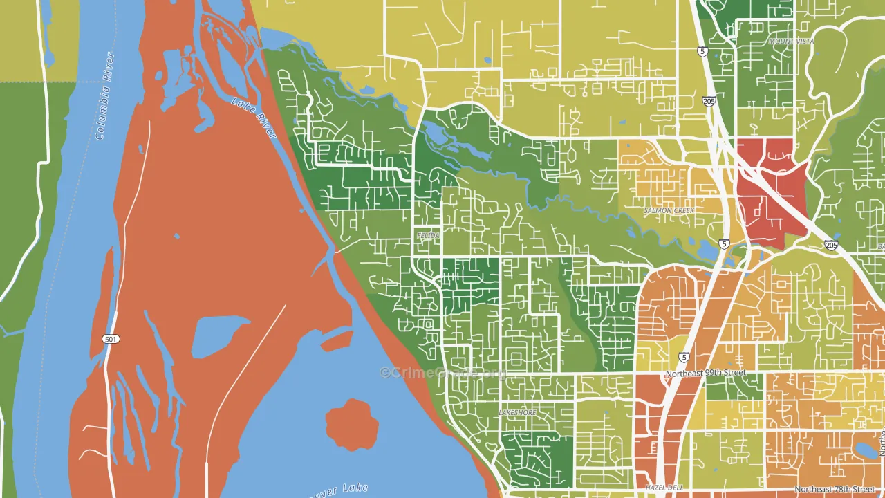 Felida-Starcrest, Vancouver, WA Map of Drug-Related Crime Rates