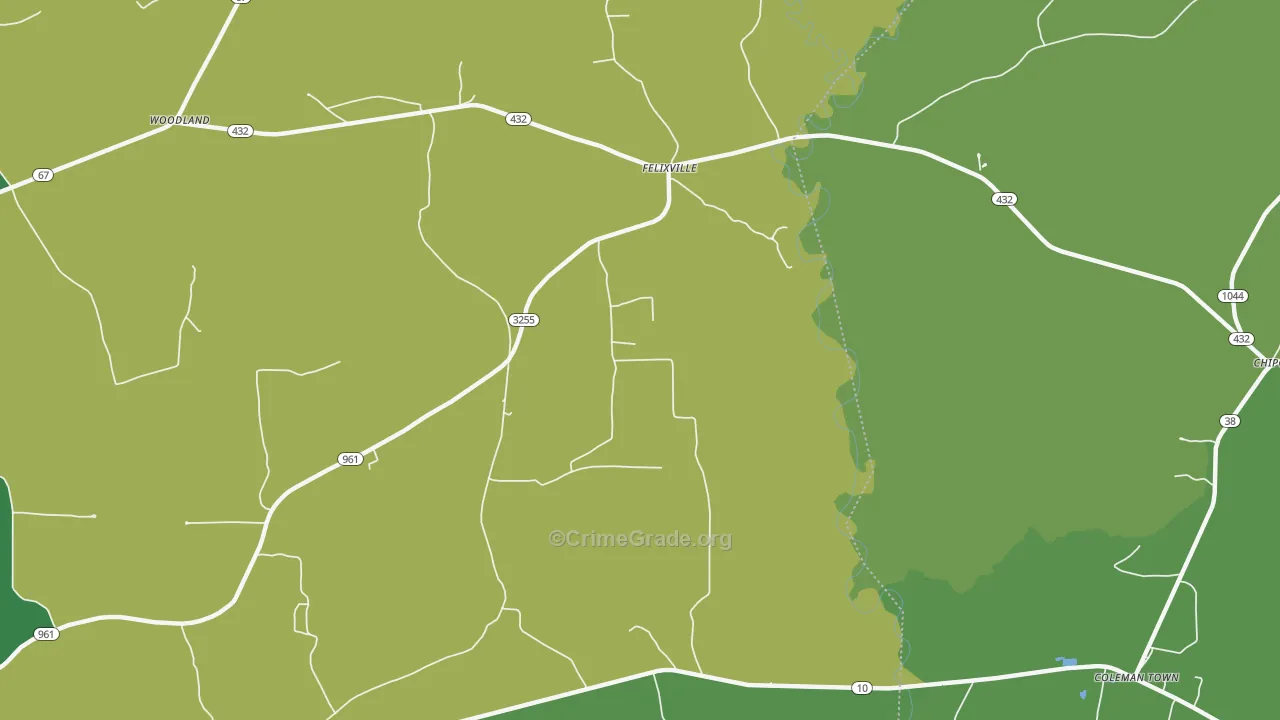 Felixville, LA Map of Drug-Related Crime Rates