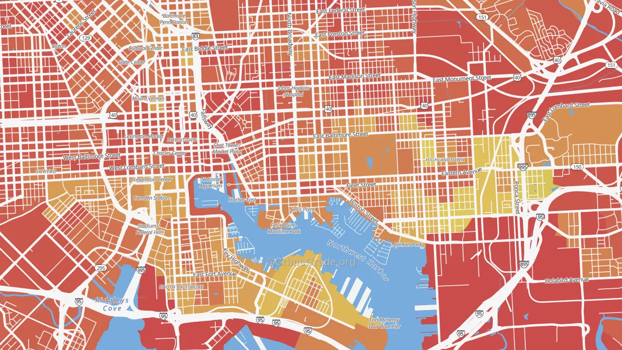 Fells Point, Baltimore, MD Map of Drug-Related Crime Rates