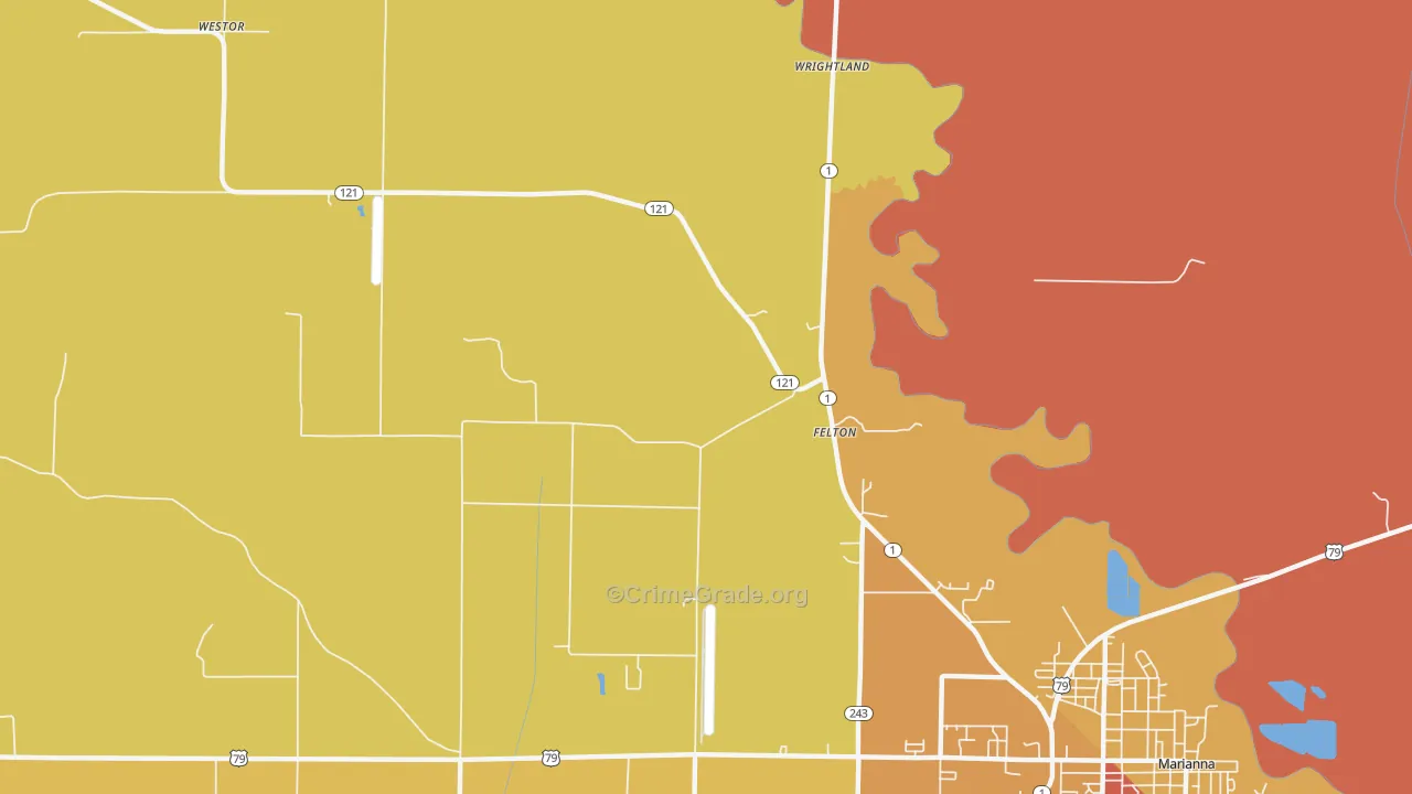 Felton, AR Map of Drug-Related Crime Rates