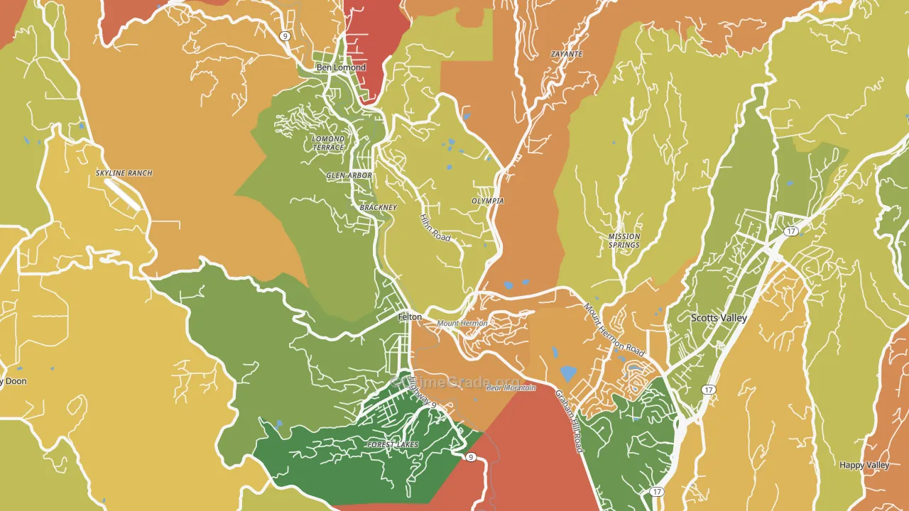 Felton, CA Map of Drug-Related Crime Rates