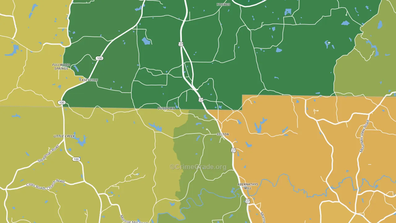 Felton, GA Map of Drug-Related Crime Rates