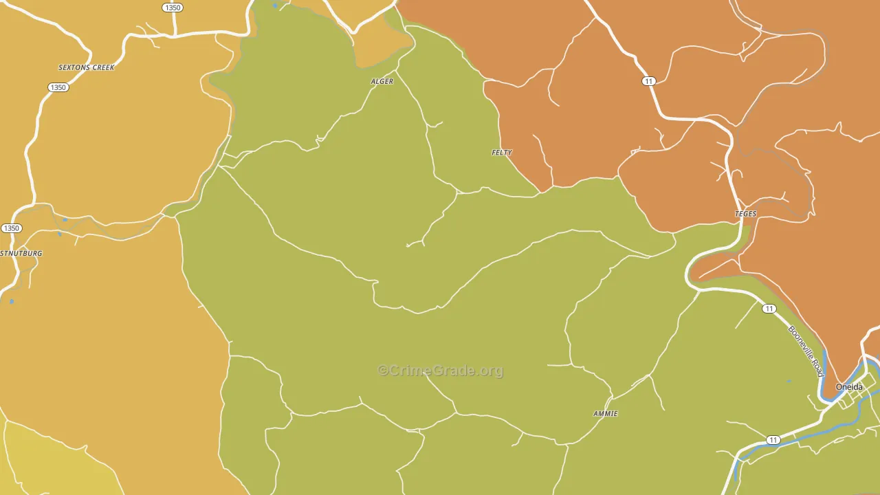 Felty, KY Map of Drug-Related Crime Rates