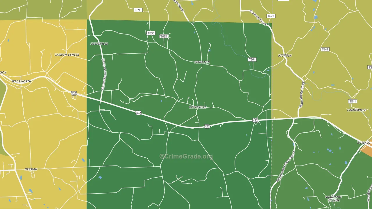 Fenelton, PA Map of Drug-Related Crime Rates